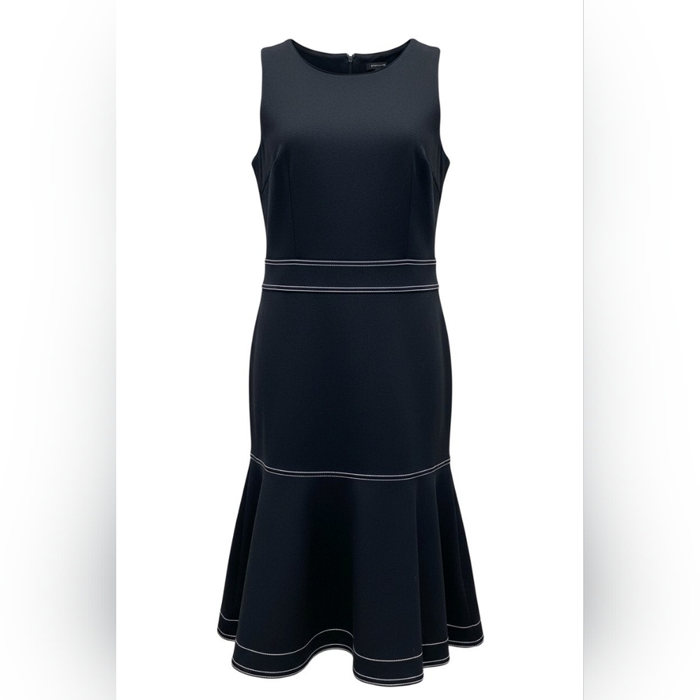 ANN TAYLOR SLEEVELESS FIT-and-FLARE DRESS WITH CONTRAST STITCHING SZ 6 BLACK